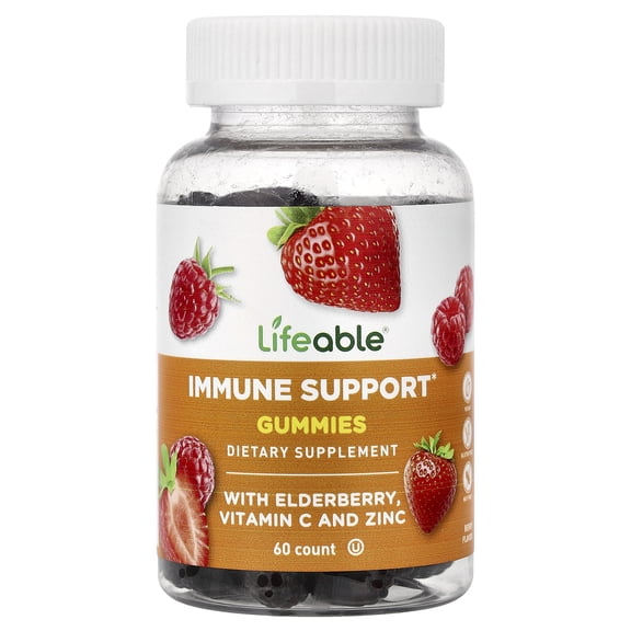 Lifeable Immune Support Gummies with Elderberry, Vitamin C and Zinc, Berry, 60 Gummies