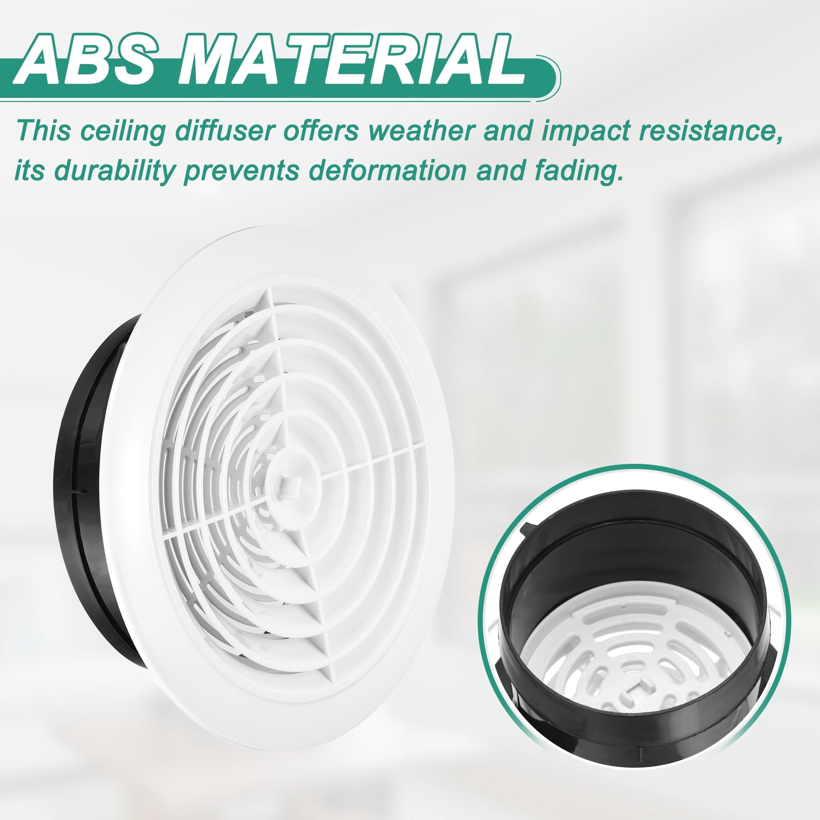 Uxcell Soffit Vent 8" ABS Adjustable Round Louvered Vent Cover Grille Cover Ceiling Diffuser for Home Bathroom Office Kitchen Ventilation System