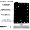 thumbnail image 2 of Vanity Mirror with Lights Bluetooth Lighted Makeup Mirror Touch Screen Wireless Audio Speaker Dimmable Light Detachable 10X Magnification Rechargable Power-White, 2 of 6