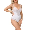 thumbnail image 4 of INSPIRE CHIC Lace Shapewear Bodysuit for Women V Neck Push Up Camisole Shapewear Tummy Control Thong Leotard S White, 4 of 5