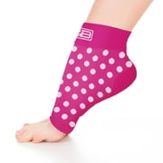 Go2 Compression Ankle Socks Plantar Fasciitis Foot Heel & Arch Support (1Pair PinkWhitePolka, M)