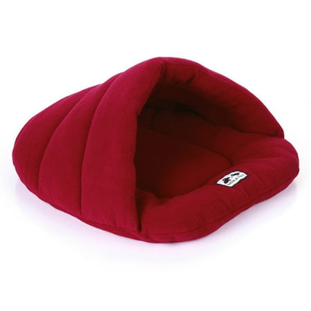 Folding Pet Bed And Bag Pet Tent Cave Bed for Small Medium Cats Dogs Pets Sleeping Bag Thick Fleece Warm Slipper Dog Bed for Cat Puppy (Red) ()
