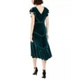 thumbnail image 2 of Taylor Women's Velvet Flutter-Sleeve Midi Dress Green Size 2, 2 of 3