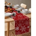 thumbnail image 3 of Table Runners 90 Inches Long Dress Scarves, Red Snowflake Christmas Farmhouse Coffee/Dining/Kitchen Table Runner for Living Room, Xmas Snowflake Red 13x90 Inch, 3 of 7