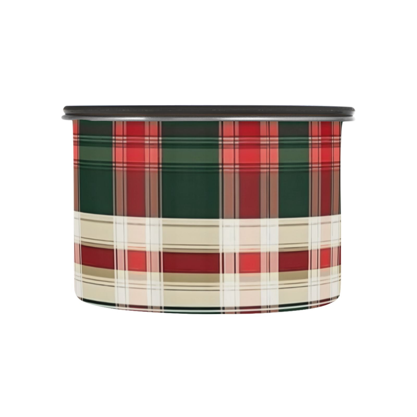 Red Green and White Tartan Plaid Airtight Coffee Bean Canister 30oz Food Storage Containers with Lids For Gournd, Tea, Sugar, Flour, Rice, Cereal, Candy Cookie Jar