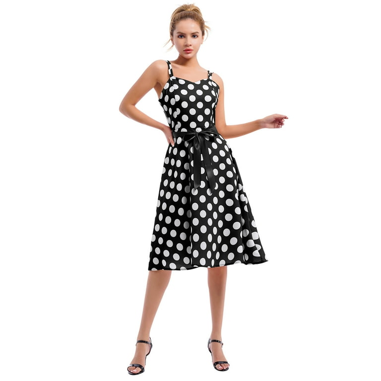 IBTOM CASTLE Women's Vintage Polka Dot Dress, 1950s Rockabilly