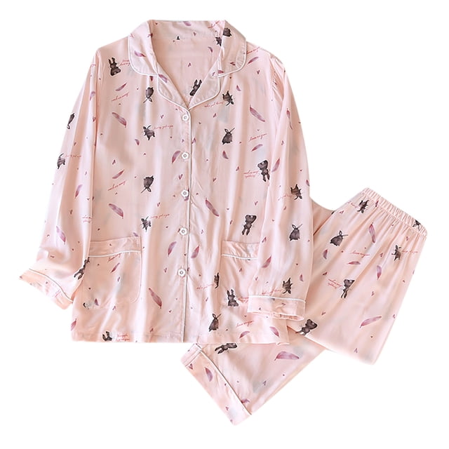 Conjuntos de pijamas de 2 piezas para mujer, pijamas de algodón, conjuntos de ropa de dormir para mujer, ropa de casa de primavera y verano Fridja nalpqowj17566