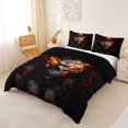 thumbnail image 2 of Homewish Gothic Glowing Skull Duvet Cover Queen,Happy Halloween Queen Bedding,Orange Gray,Black Reversible,3 Pieces,1 Duvet Cover and 2 Pillowcases, 2 of 6