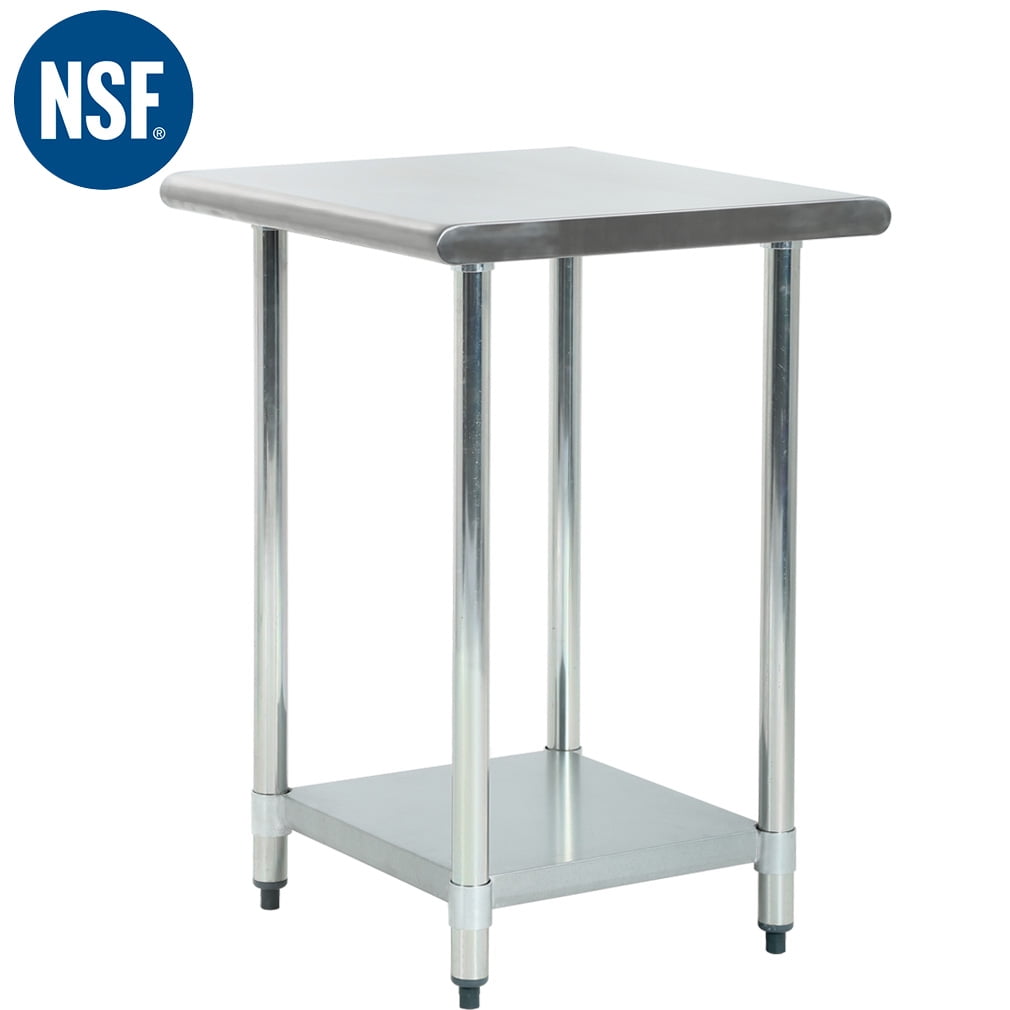 EASE-WAY Stainless Steel Metal Table NSF for Commercial Kitchen Prep & Work Home and Garage Adjustable Shelf and Caster Wheel 24 x 15 Inches Worktable with Backsplash for Industrial Restaurant 