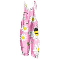 thumbnail image 2 of Titcea Womens Romper Bee Festival Printed Round Neck Sleeveless Adjustable Straps Jumpsuits Loose Casual Rompers with Pockets,Gifts for Mom/Her, 2 of 5