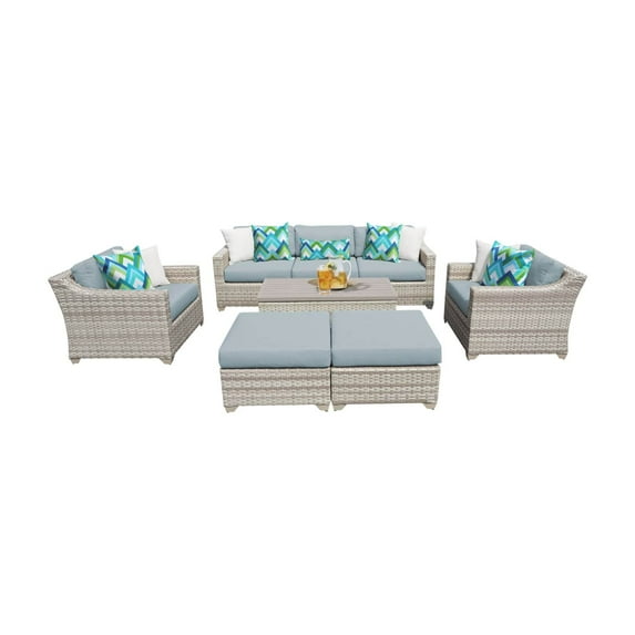 TK Classics Fairmont All-Weather Wicker 8 Piece Sofa Patio Patio Conversation Set