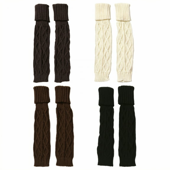 TELOLY 4Pairs Leg Warmers for Women Winter,Wool Knit Warm Leg Covers Leg Warmer,Fall Winter Season Leg Warmers 80S Women,Combination1