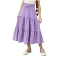 thumbnail image 6 of Atogsazn Kids Girls Summer Skirt Children's Casual Pleated High Waisted Dresses Boho Flowy Dress Outfit Clothes 01-Purple 8-9Years Fashion, 6 of 8