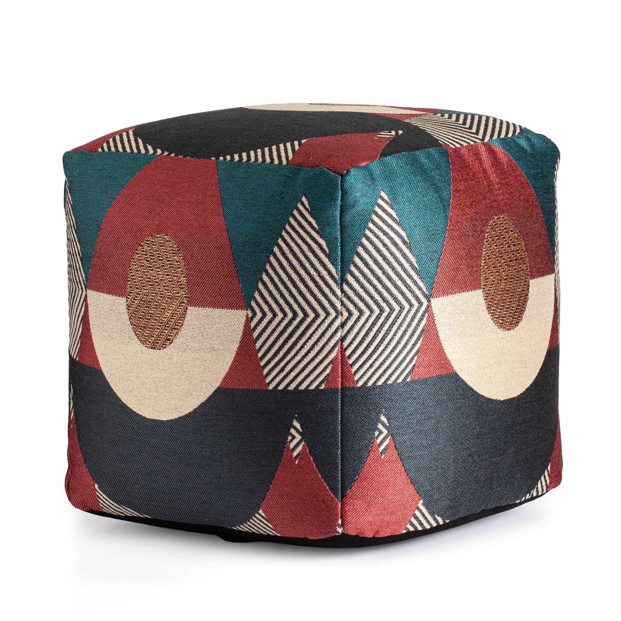 Martinique Red 18" x 18" x 18" Multicolor Pouf