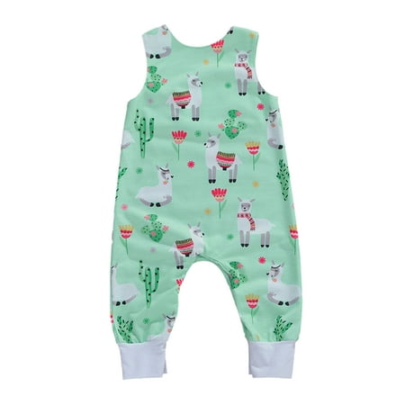 

Infant Baby Cartoon Patterns Jumpsuit Cute Style Sleeveless Round Neck Printing Romper