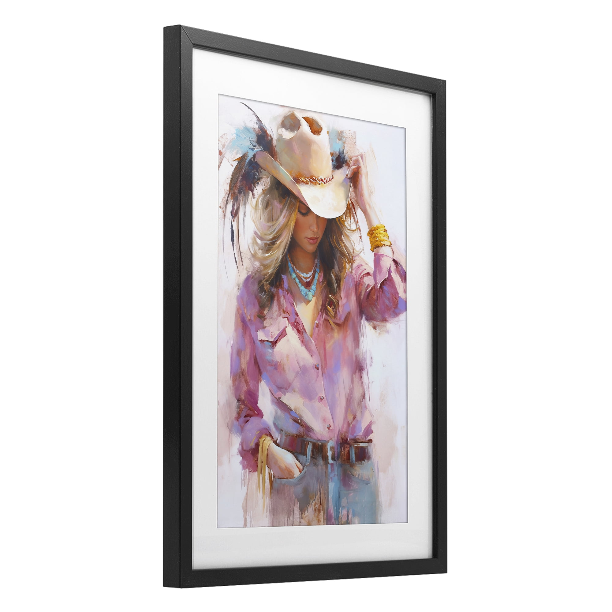 Stupell Industries Cowgirl Hat Reflections Black Framed Print Under Glass, design by Tina LeCour