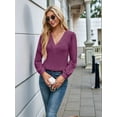 thumbnail image 4 of Womens V Neck Long Sleeve Tops Dressy Casual Fall Shirts Puff Sleeve Loose Tunic Trendy Tops Blouses S, 4 of 9