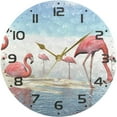 thumbnail image 5 of SKYSONIC Flamingo Painting Wall Clock 10 Inch Silent Non Ticking Round Clock Oil Painting Clock Easy to Read Clock for Living Room Bedroom Bathroom Home Decor, 5 of 7