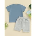 thumbnail image 4 of Bslissey Toddler Baby Boys Summer Clothes Short Sleeve Letter Print T-shirt Tops + Drawstring Shorts Sets Infant Casual 2Pcs Outfits 0-3 Years, 4 of 9