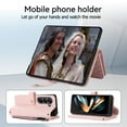 thumbnail image 5 of Dteck Samsung Galaxy Z Fold 4 5G Wallet Case, Shockproof 9 Card Slots Removable Adjustable Crossbody Necklace Lanyard Shoulder Strap Zipper PU Leather Case Cover, Pink, 5 of 8