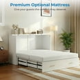 thumbnail image 6 of Mjkone Queen Size Murphy Bed with LED Light,Murphy Cabinet Bed with Folding Mattress,Convertible Cabinet Bed for Small Space,White, 6 of 9