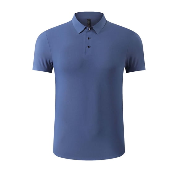 VSSSJ Golf Shirts for Men Quick Dry Casual Short Sleeve Button T-Shirts Lapel Collar Regular Fit Breathable Athletic Work Tee Shirt Blue XXL