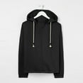thumbnail image 7 of Fanxing Women's Hoodie Trendy V Neck Sweatshirts Long Sleeve Casual Loose Fit 2025 Fall Pullover Hooded Tee Tops Black S, 7 of 7