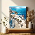 thumbnail image 6 of Santorini Blue Dome Church Watercolor Canvas Print Wall Art for Living Room Bedroom Kitchen Dining Room Hotel Lobby Office Decor, 6 of 8