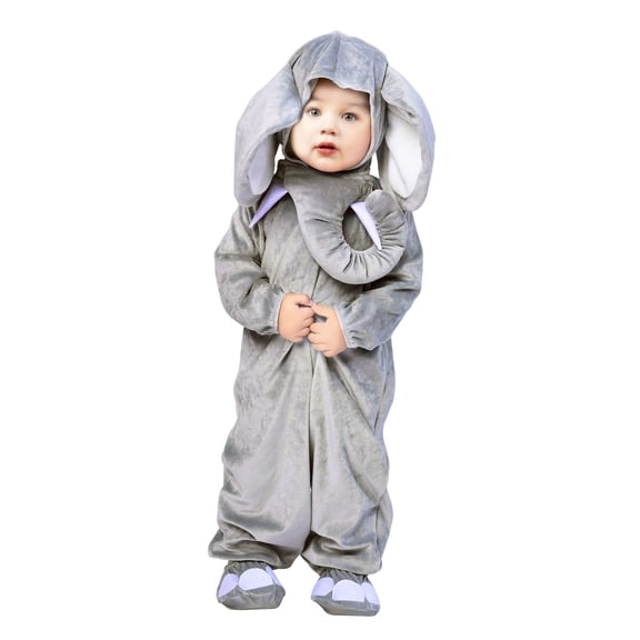 Baby Toddlers Elephant Costume, 4 Pcs Hat Onesie Suit Velvet Jumpsuit for Boys Girls Halloween Party 6-12 Months