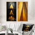 thumbnail image 1 of Designart "Ascending Prosperity Retro Gold Abstract I" Abstract Painting Framed Wall Art Set Of 2 - Modern Gold Framed Wall Art Set Of 2, 1 of 6