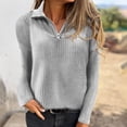 thumbnail image 2 of Maean Womens Quarter Zip Sweater V Neck Collared Long Sleeve Knit Sweaters Casual Loose Pullover Tops, 2 of 7
