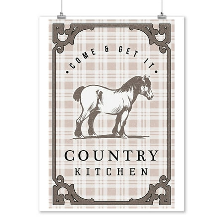 - Country Kitchen - Horse on Plaid - Lantern Press Artwork (9x12 Art Print, Wall Decor Travel Poster)