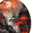 thumbnail image 3 of Designart "Maple s Nocturnal Dance III" Japon Landscape Metal Round Wall Art Prints, 3 of 5