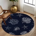 thumbnail image 3 of Round Rugs 5 Ft, Coral Coastal Non Slip Area Rugs for Kitchen Bedroom Entryway, Watercolor Beach Nautical Shells Starfish Washable Carpet Runner Rug Floor Mats for Bedroom Home Decor, 3 of 9