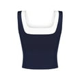 thumbnail image 3 of ATHLECHIC Women's Slim Fitted Crop Tank Top Color Block Square Neck Sports Camisole for Summer XL Navy, 3 of 5