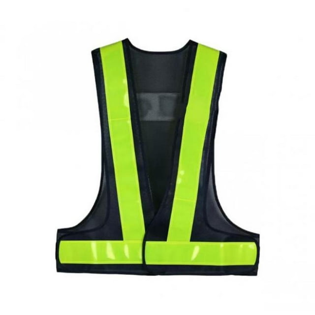 Chaleco de seguridad reflectante de alta visibilidad ajustable con tiras reflectantes de bolsillo para Negro