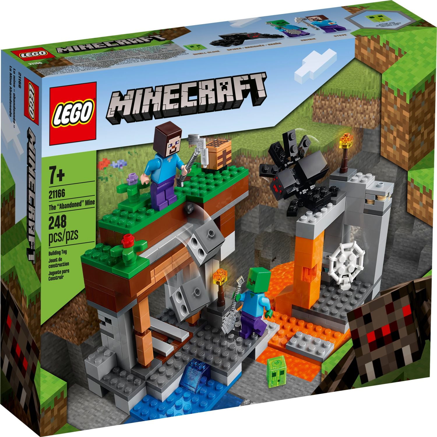 LEGO Minecraft The Abandoned Mine Building Toy, 21166 Zombie Cave with Slime, Plastic Steve & Spider Figures, Gift Idea for Kids, Boys and Girls Age 7 Plus