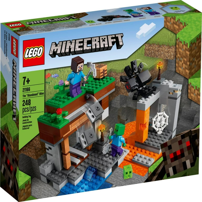 LEGO Minecraft The Abandoned Mine 21166 Building Set Zombie Cave with Slime Steve Spider Figures Age 7 Walmart