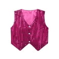 thumbnail image 5 of vastwit Womens Shiny Sequined Hip-hop Jazz Dance Vest Waistcoat Tops Stage Fancy Dress up Costumes Hot Pink 170, 5 of 6