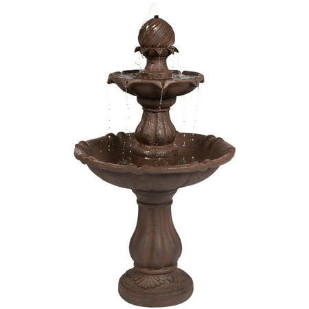 - Best Choice Products 2-Tier 42in Outdoor Free-Standing Water Fountain w/ Electric Submersible Pump - Brown