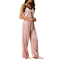 thumbnail image 4 of INSPIRE CHIC Women's Satin Lounge Lace Trim Cami Tops with Pants Sleepwear Pajamas Sets XS Pink, 4 of 6