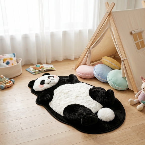 Hometravel Cute Kitten-Shaped Floor Mat, Washable Plush Area Rug 16x47 Inch, Non-Slip Soft Carpet for Bedroom, Living Room, Entryway