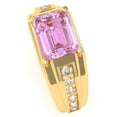 thumbnail image 3 of Men's Lab-Created Pink Sapphire Diamond Channel Ring In Solid 14k Yellow Gold, 3 of 6