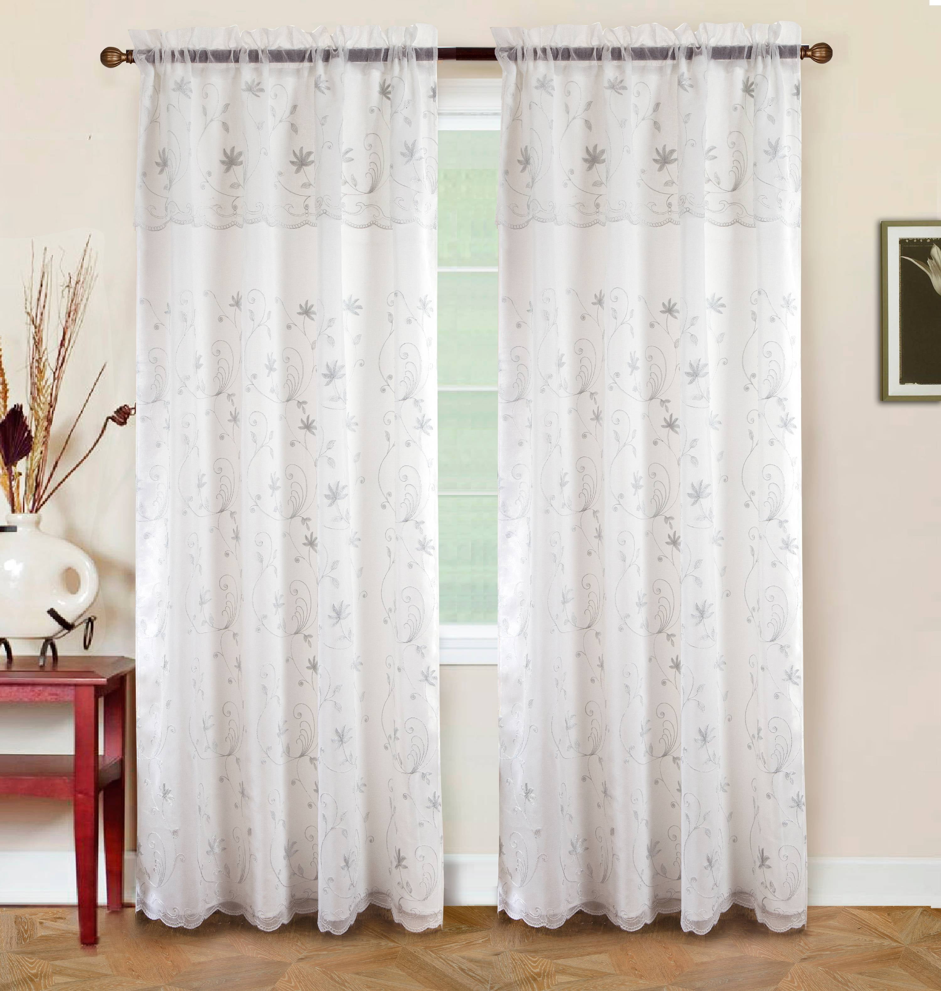 Bentley Embroidered 54 x 84 in. Rod Pocket Curtain Panel w/ Attached 18 ...