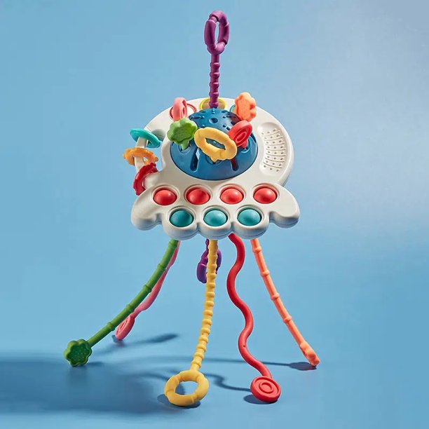 Juguete De Cuerda Para Tirar De Muñeca, Juguete De Desarrollo De Cuerda Para Tirar De Bebé, Juguete Sensorial Para Bebé De 1, 2-3 Años, Juguete De Silicona, Juguete De Decoración De Habitación