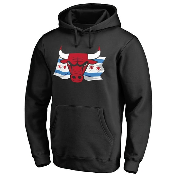 Men's Black Chicago Bulls Hometown Collection Chicago Flag Pullover Hoodie