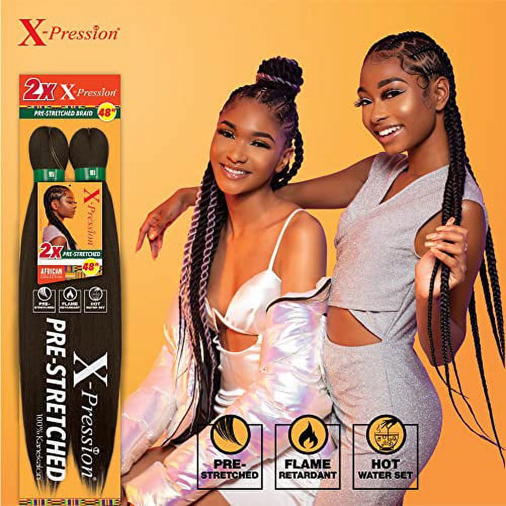 Sensationnel X-pression prestretched braiding hair - 2x xpression 48 inch all kanekalon flame retardant synthetic braid in hair extensions - 2X 48 Inch (3 pack, RED)