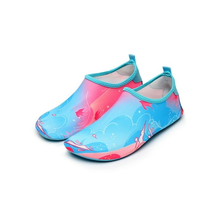 

Rockomi Unisex Swim Beach Shoe Quick Dry Aqua Socks Barefoot Water Shoes Exercise Breathable Comfort Flats Anti-Slip Slip On Sneakers Light Pink Blue 5.5-6