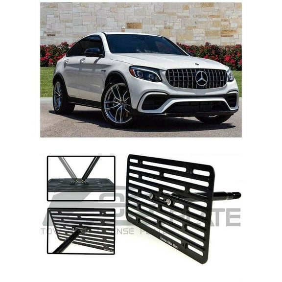 Extreme Online Store Replacement for 2016-Present Mercedes Benz GLC63 AMG | EOS Plate Version 2 Front Bumper Tow Hook License Relocator Mount Bracket Tow-482-V2 