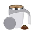 thumbnail image 1 of Taza de acero inoxidable 304 con agitación automática, taza de café con agitación magnética y tapa para el hogar, la oficina y viajes, 380 ml, color blanco, 1 of 12